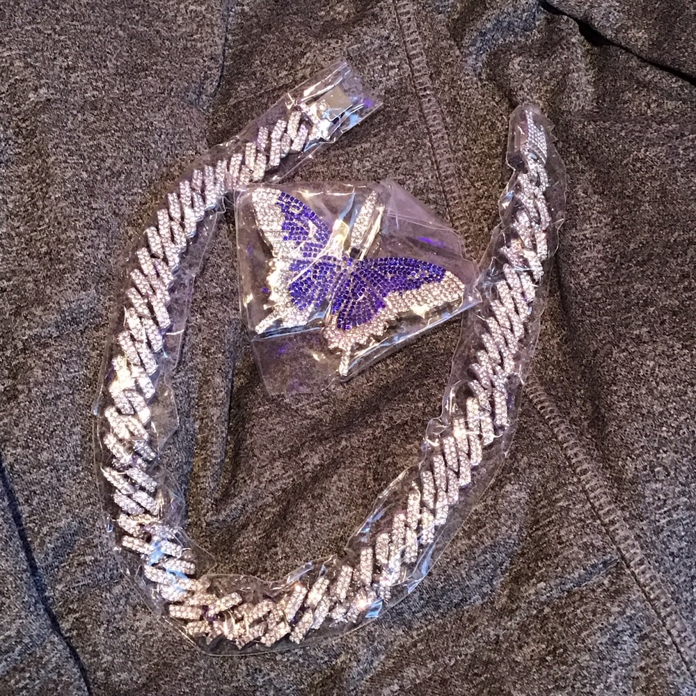Silver and Purple Butterfly Necklace